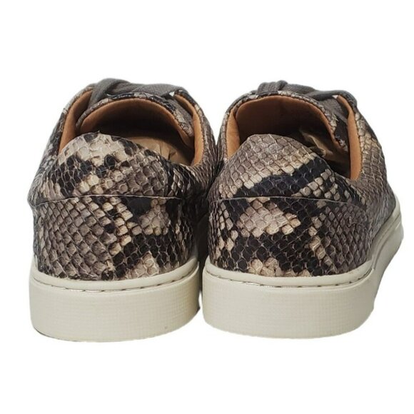 Frye Snakeskin Leather Sneaker Shoes Gym Italian Ivy Lace Black Gray Reptile 7 - Picture 5 of 16